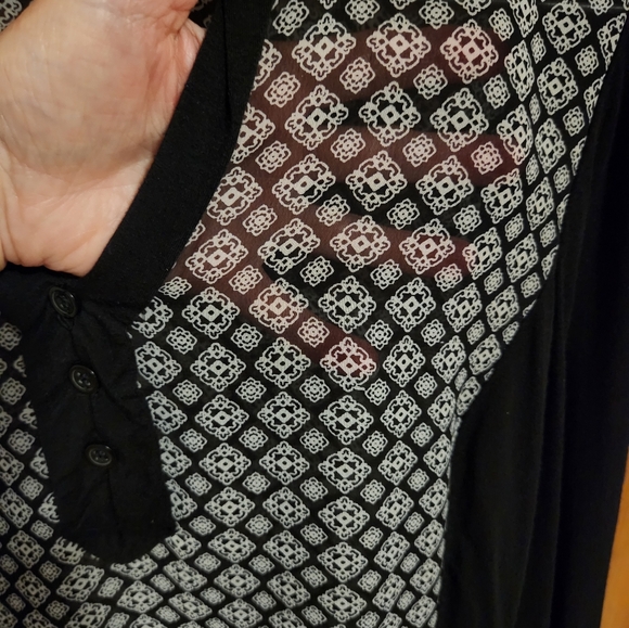 AB Studio Blouse Sheer Size L black/ white - Picture 3 of 4